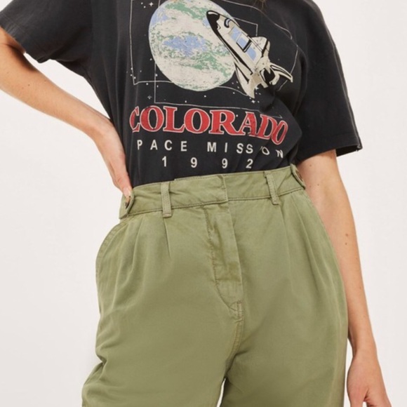 Topshop PETITE Olive Green Pants - Picture 2 of 5